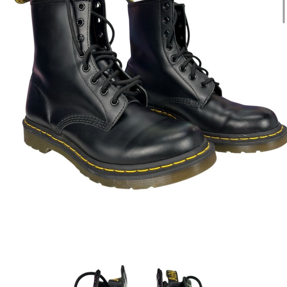 Black Leather Lace-Up Boots